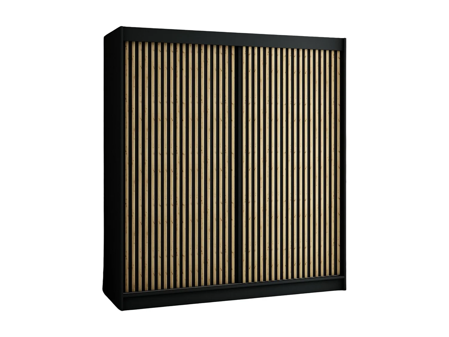 ARMOIRE LAMELO 1 À PORTES COULISSANTES 200/200/62 2 Portes (Noir/Noir/Artisan)