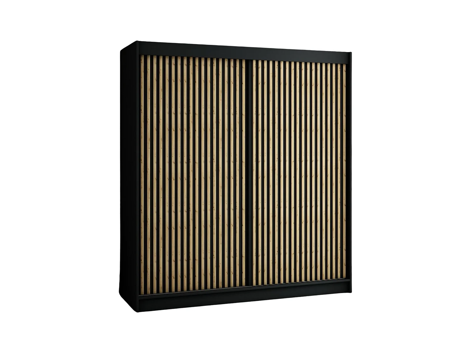ARMOIRE LAMELO 1 À PORTES COULISSANTES 200/200/62 2 Portes (Noir/Noir/Artisan)