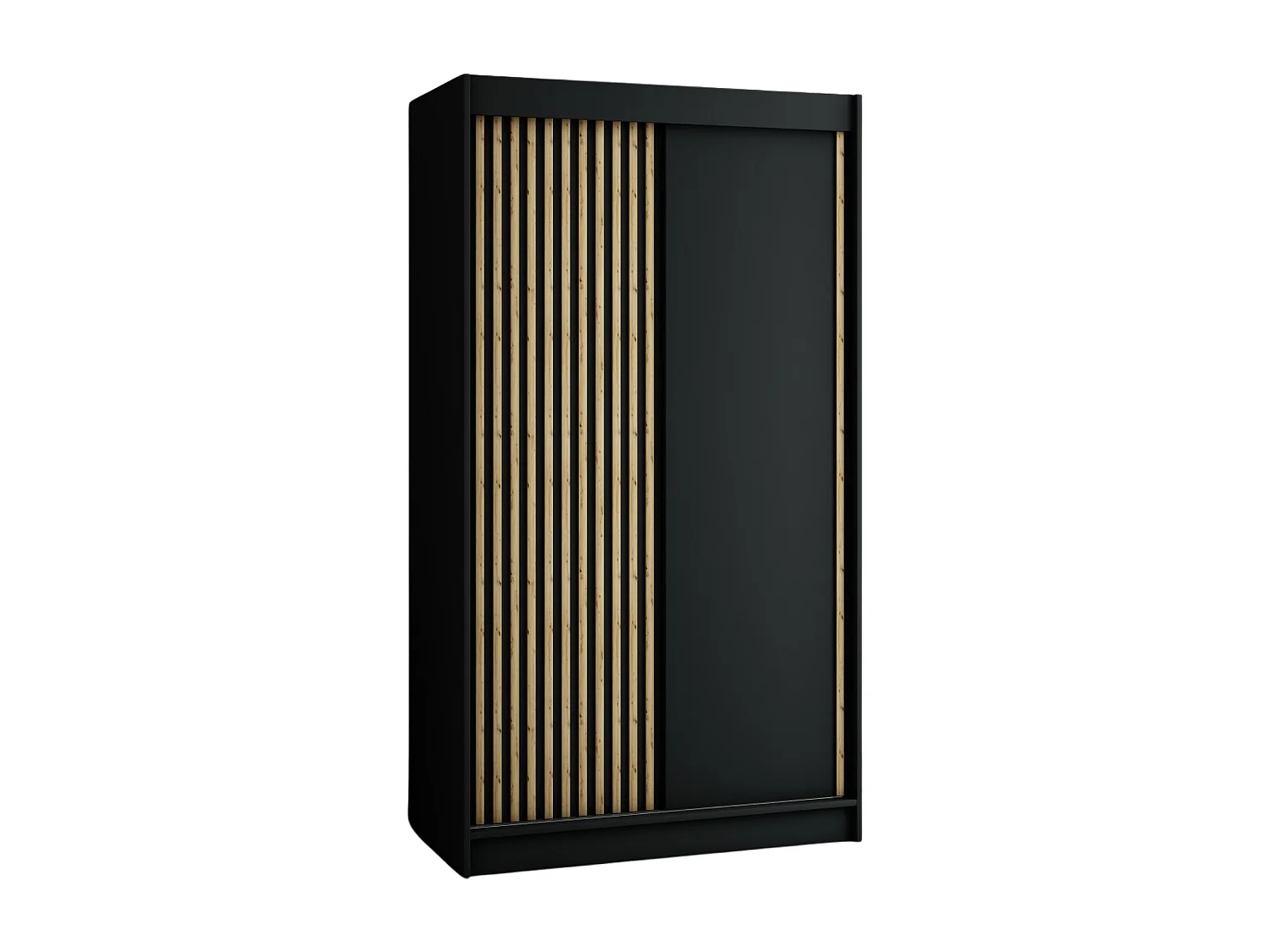 ARMOIRE LAMELO À PORTES COULISSANTES 200/120/62 2 Portes (Noir/Noir/Artisan)