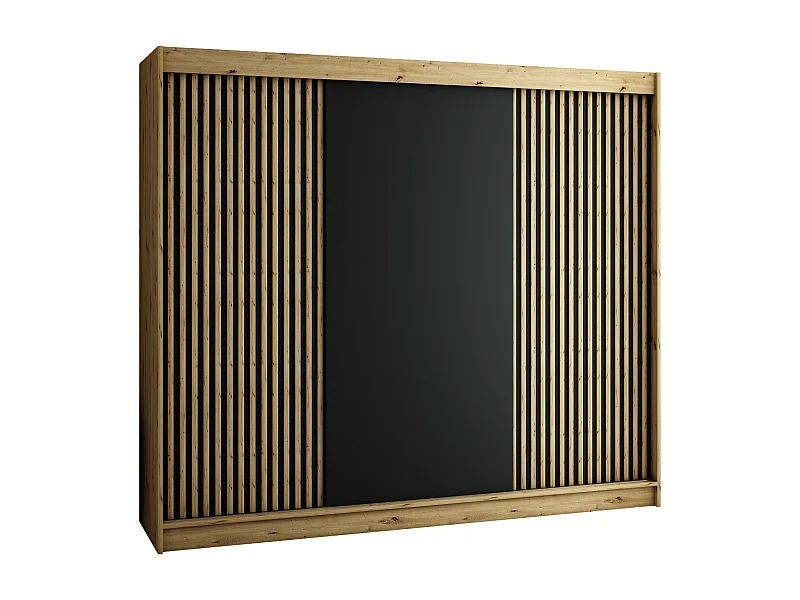 ARMOIRE LAMELO À PORTES COULISSANTES 200/250/62 3 Portes (Artisan/Noir/Artisan)