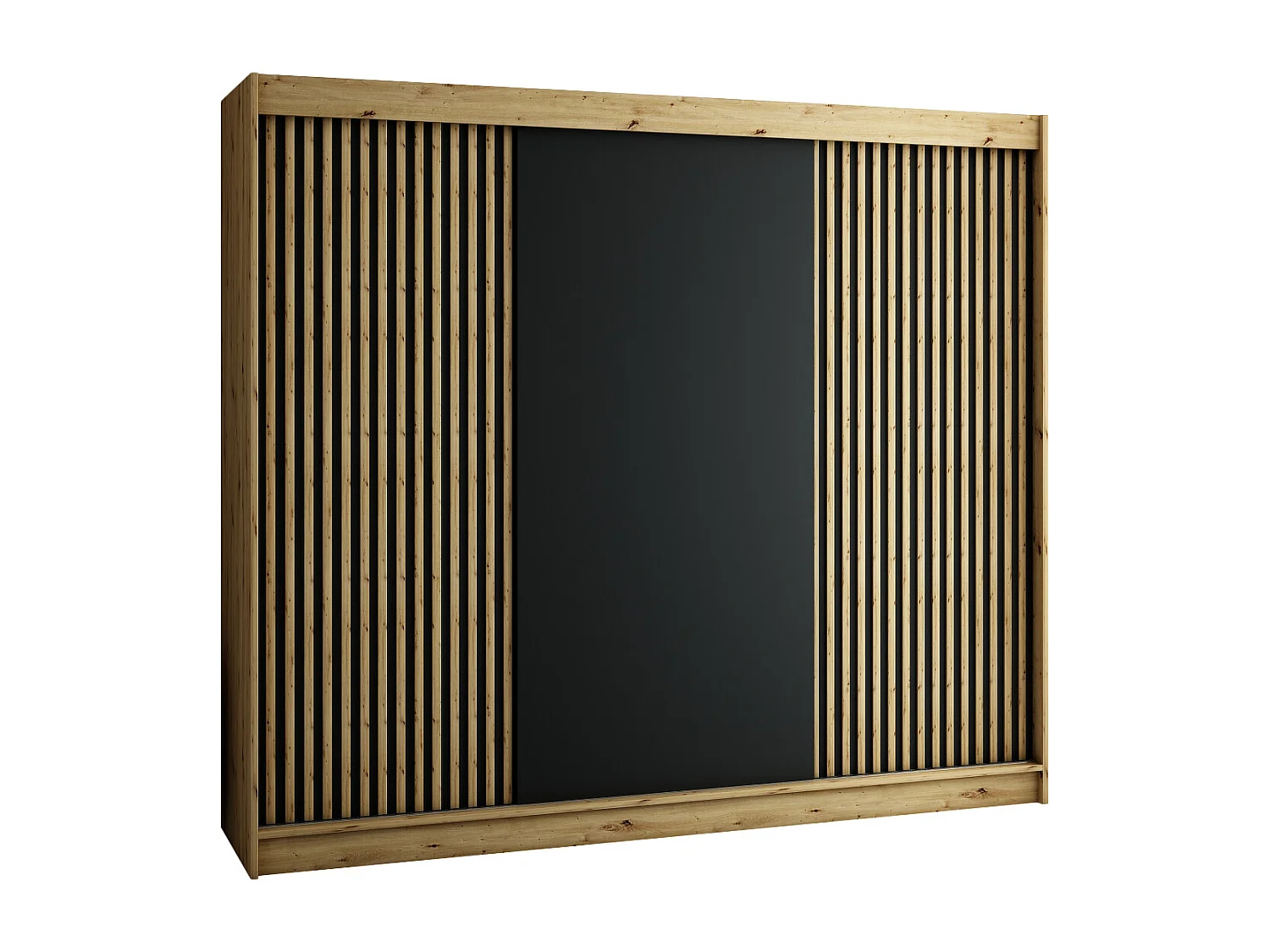 ARMOIRE LAMELO À PORTES COULISSANTES 200/250/62 3 Portes (Artisan/Noir/Artisan)