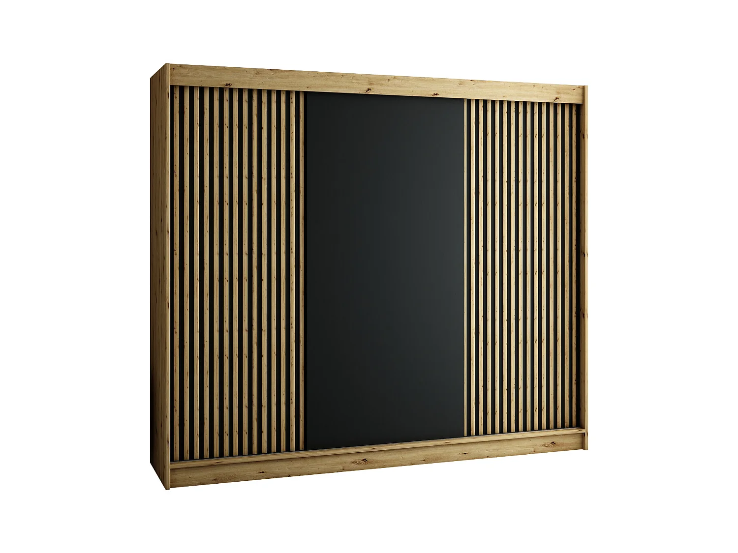 ARMOIRE LAMELO À PORTES COULISSANTES 200/250/62 3 Portes (Artisan/Noir/Artisan)