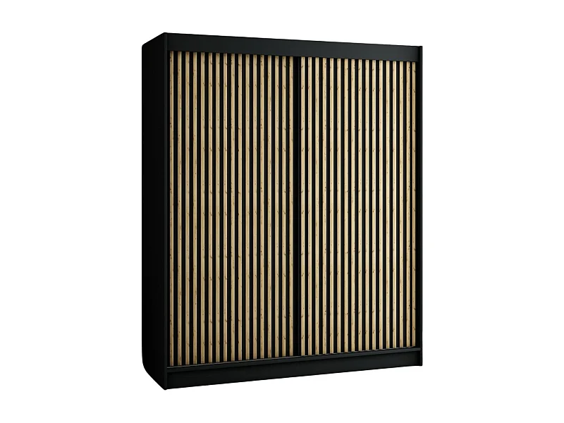 ARMOIRE LAMELO 1 À PORTES COULISSANTES 200/180/62 2 Portes (Noir/Noir/Artisan)