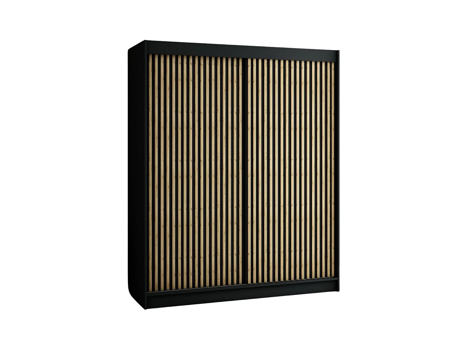 ARMOIRE LAMELO 1 À PORTES COULISSANTES 200/180/62 2 Portes (Noir/Noir/Artisan)