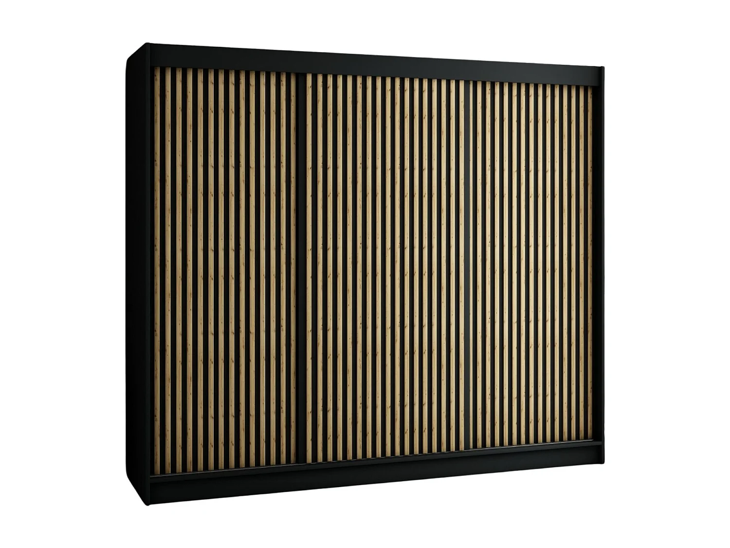 ARMOIRE LAMELO 1 À PORTES COULISSANTES 200/250/62 3 Portes (Noir/Noir/Artisan)