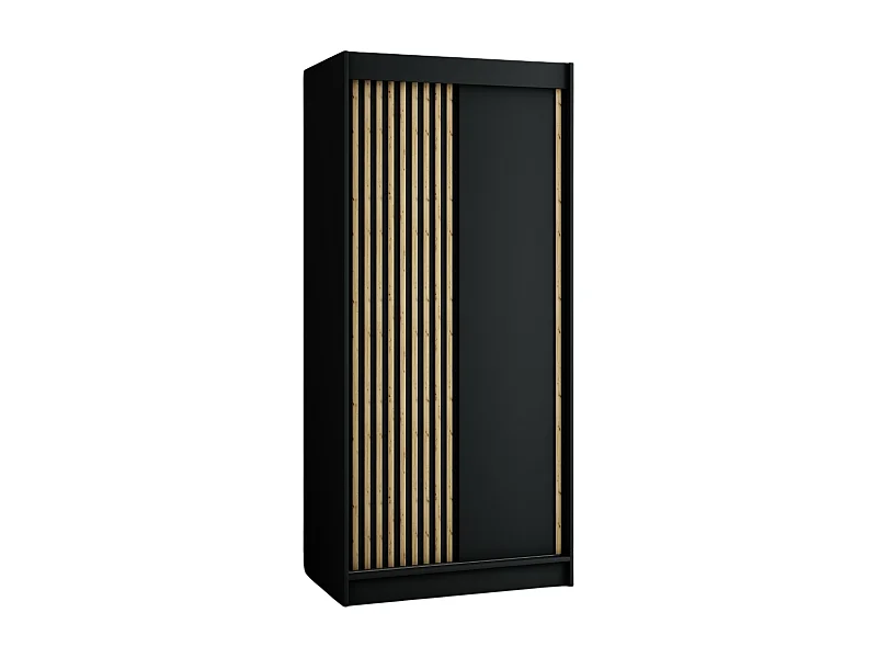 ARMOIRE LAMELO À PORTES COULISSANTES 200/100/62 2 Portes (Noir/Noir/Artisan)