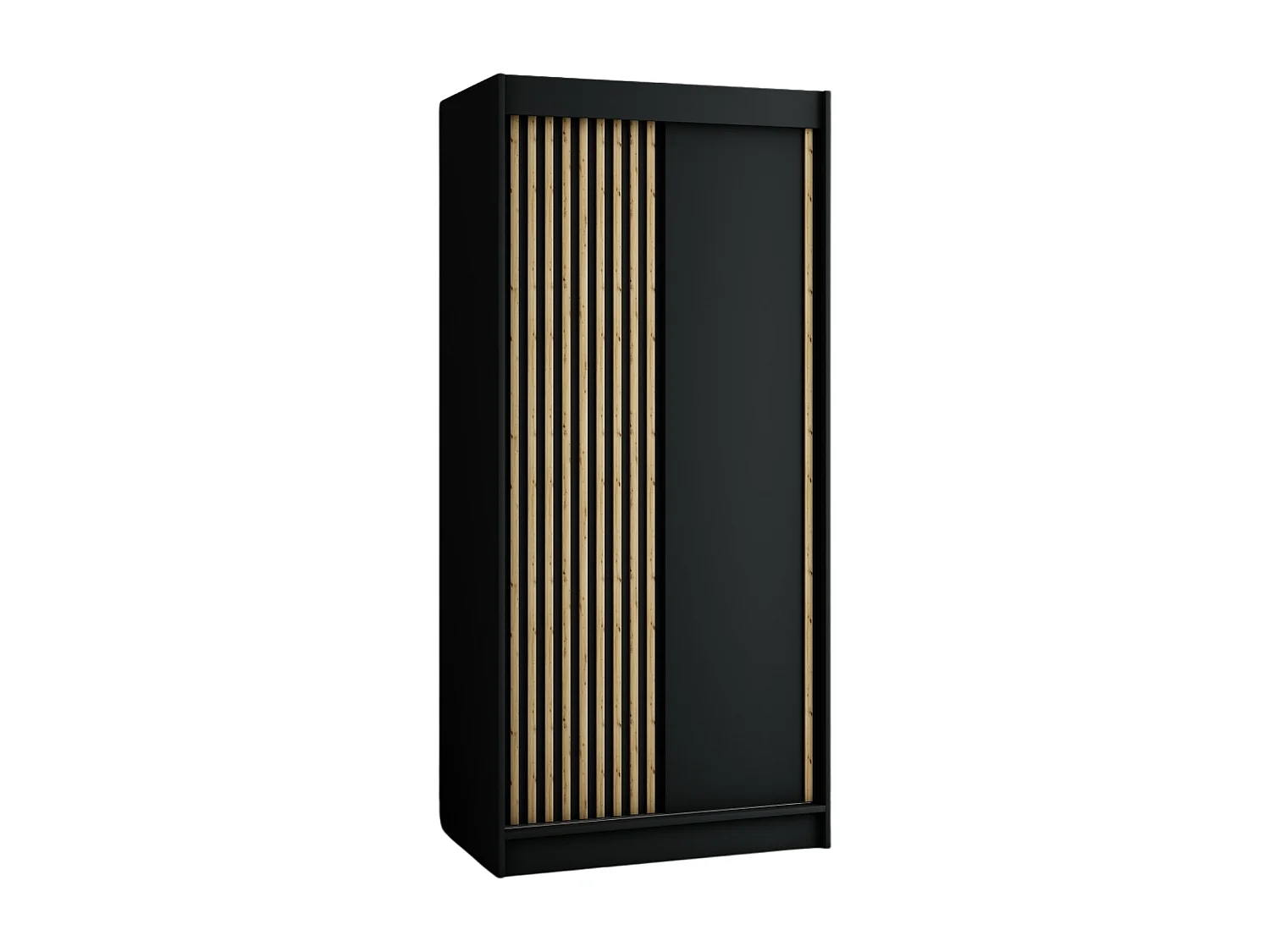 ARMOIRE LAMELO À PORTES COULISSANTES 200/100/62 2 Portes (Noir/Noir/Artisan)