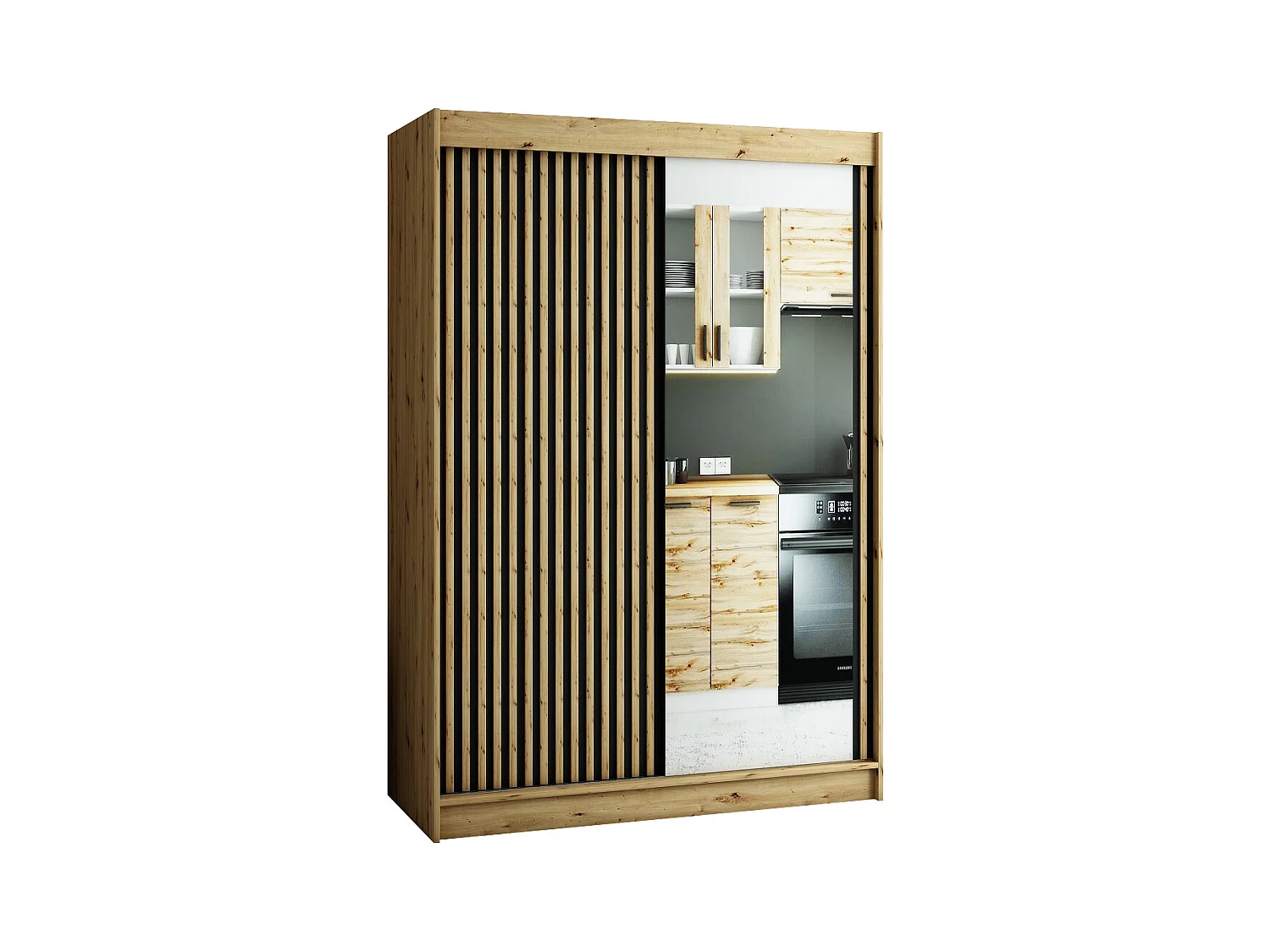 SCHWEBETÜRENSCHRANK LAMELO 2 200/150/62 2-türig (Artisan/Schwarz/Artisan)