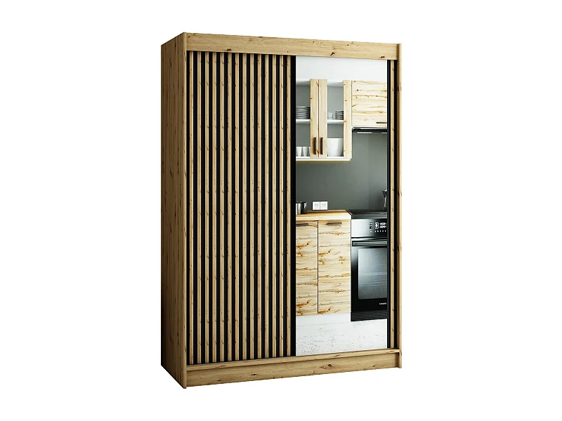 ARMARIO LAMELO 2 DE PUERTAS CORREDERAS 200/150/62 2 puertas (artisan/negro/artisan)