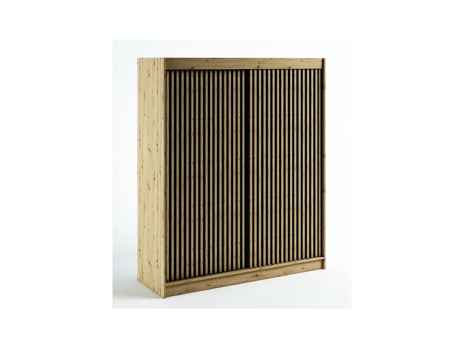 ARMOIRE LAMELO 1 À PORTES COULISSANTES 200/180/62 2 Portes (Artisan/Noir/Artisan)