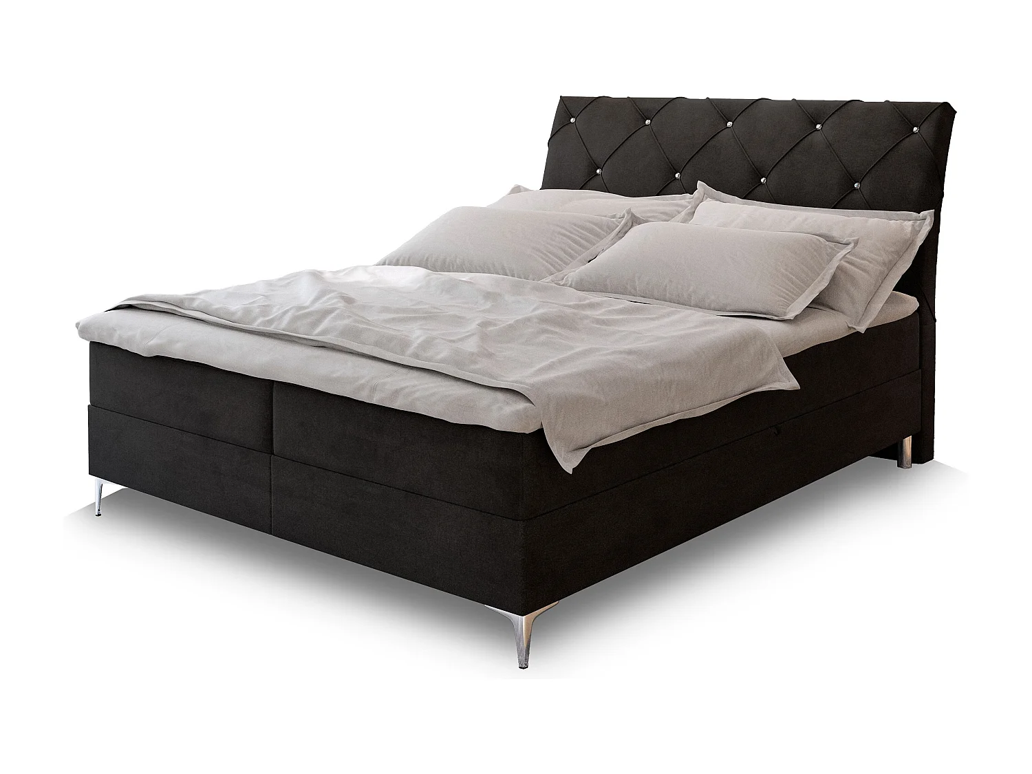 Boxspringbed MACON 140x200 cm Set met hoofdbord, bedbodem en matras, Zwart