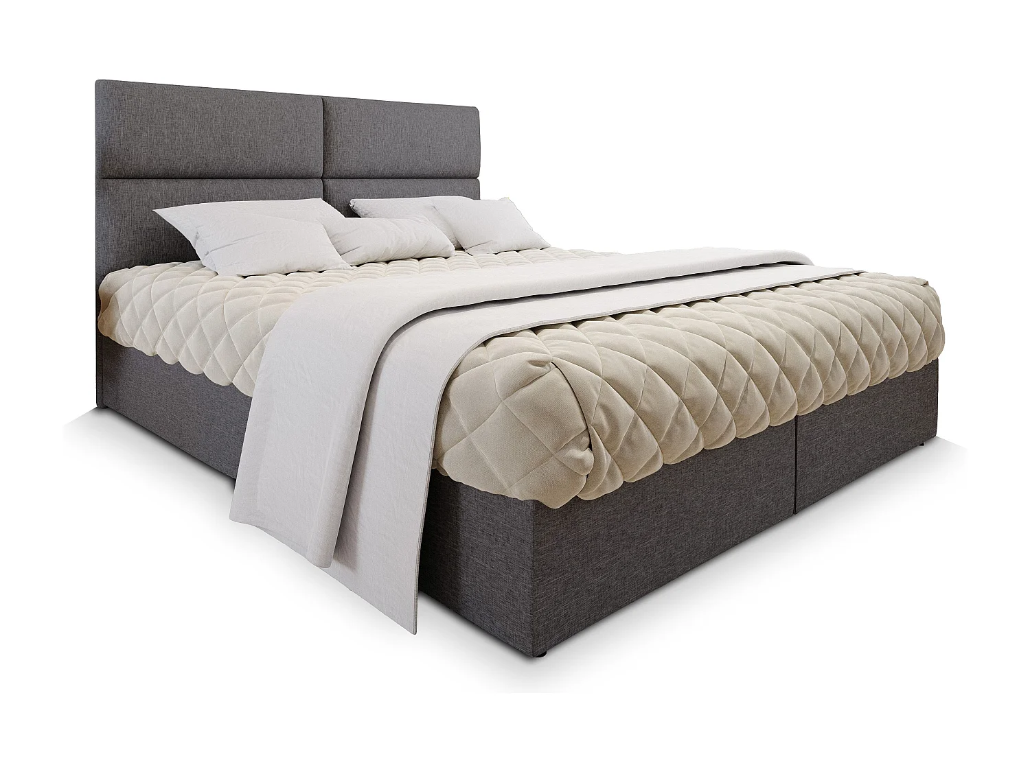 Boxspringbed LONIS 160x200 cm Set met hoofdbord, bedbodem en matras, Grijs
