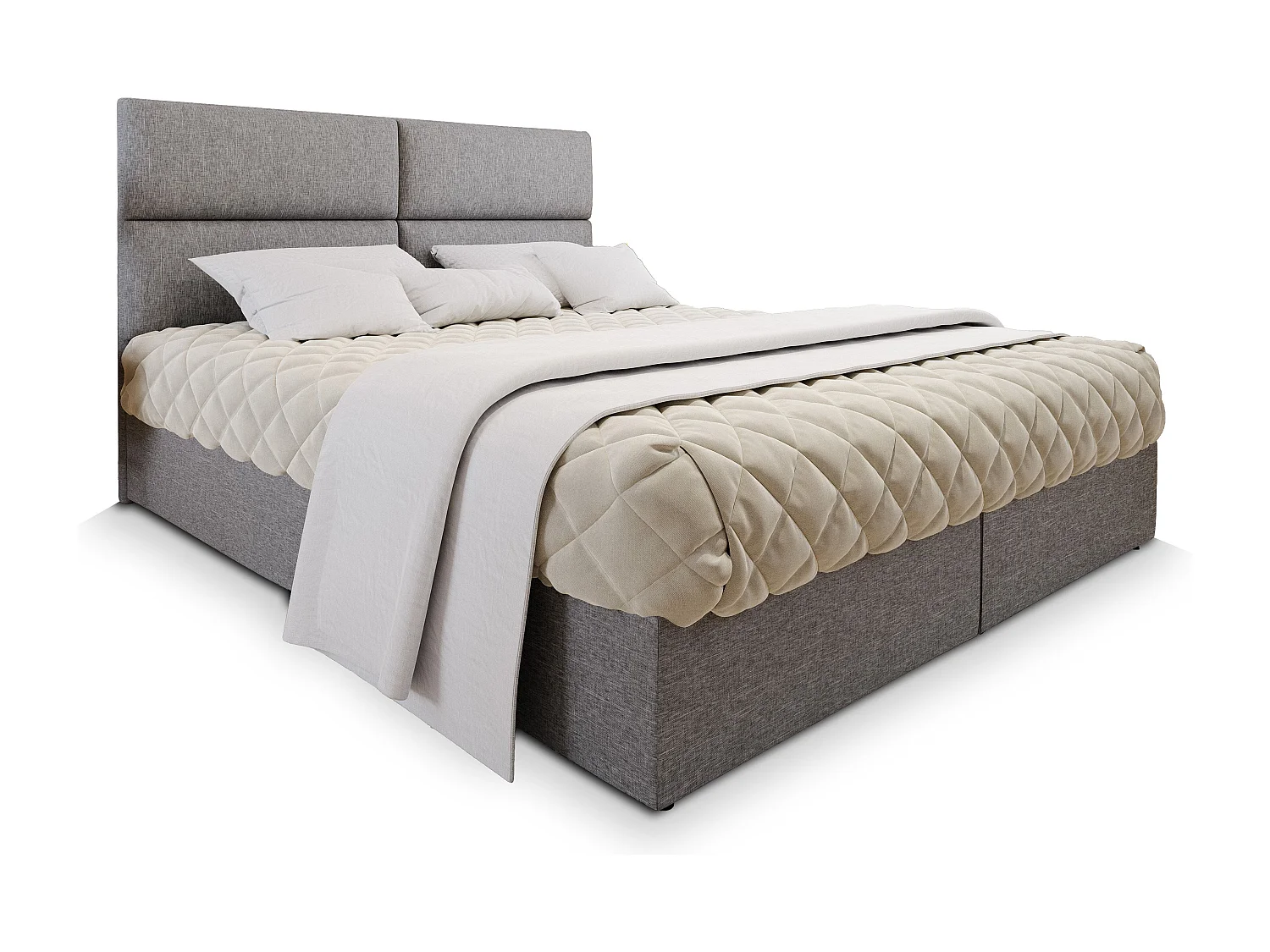 Boxspringbed LONIS 160x200 cm Set met hoofdbord, bedbodem en matras, Lichtgrijs