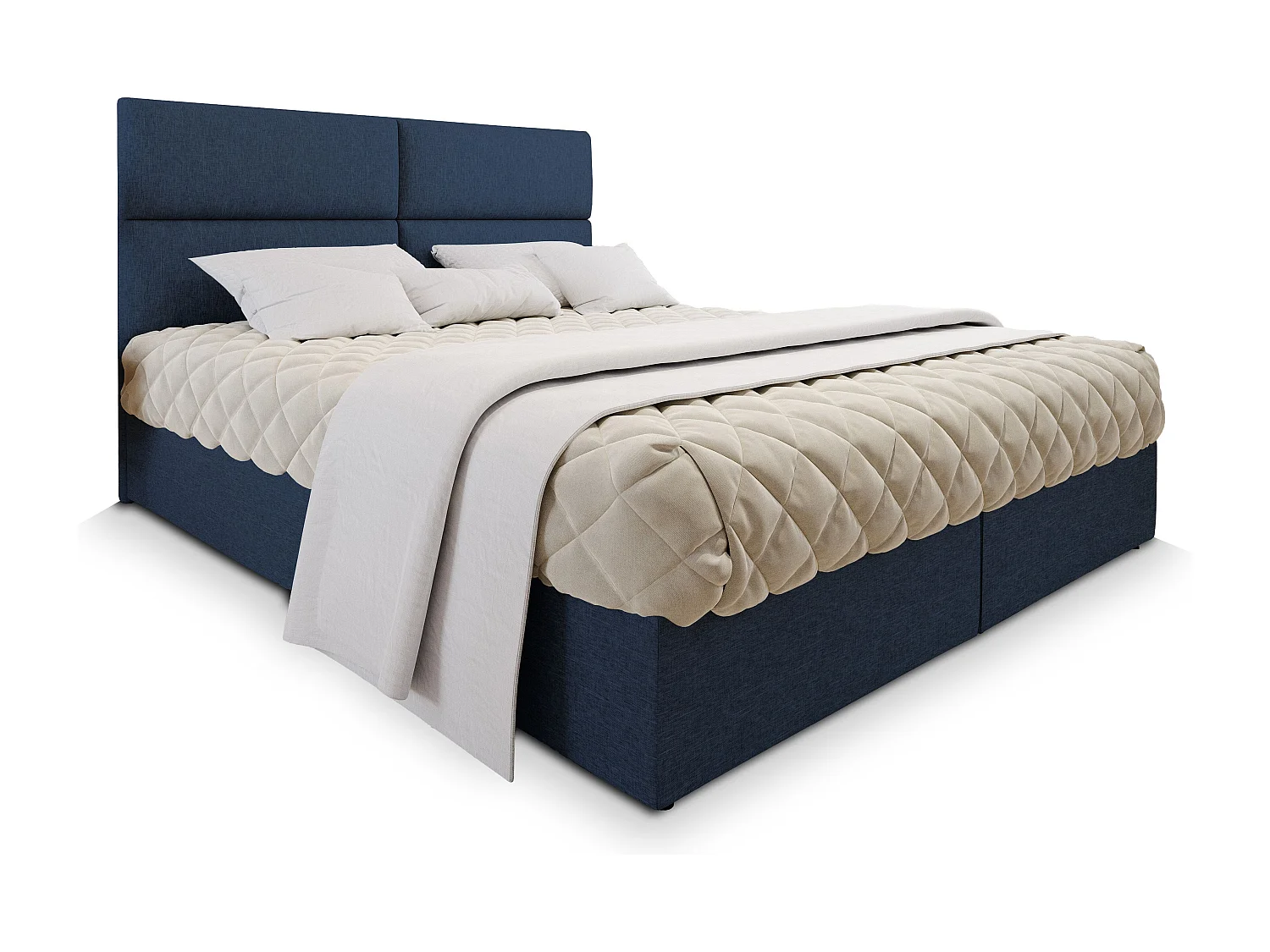 Boxspringbed LONIS 140x200 cm Set met hoofdbord, bedbodem en matras, Blauw