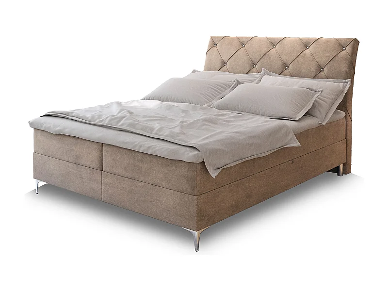 Boxspringbed MACON 160x200 cm Set met hoofdbord, bedbodem en matras, Beige