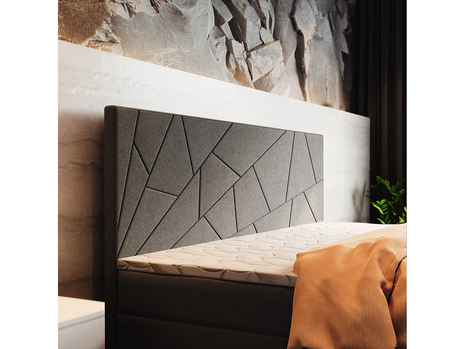 Boxspringbed MADO 180x200 cm Set met hoofdbord, bedbodem en matras, Zwart