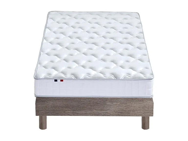 Ensemble matelas mousse HR + latex avec sommier en kit pratique Couleur - Chêne gris, Dimensions - 90 x 190 cm