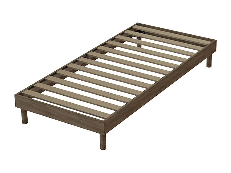 Ensemble matelas mousse HR + latex avec sommier en kit pratique Couleur - Chêne gris, Dimensions - 90 x 190 cm