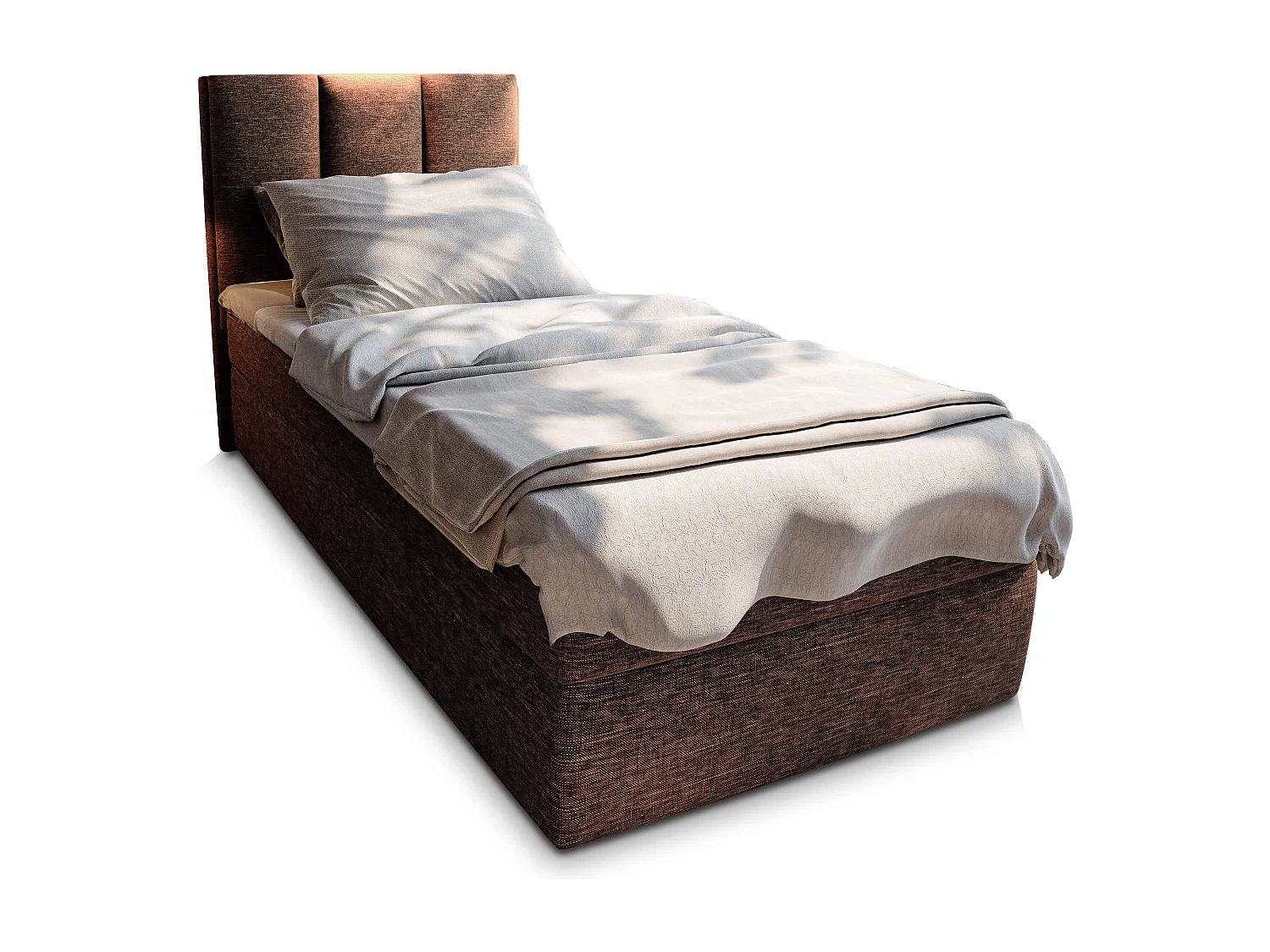 Boxspringbed MERIL 100x200 cm Set met hoofdbord, bedbodem en matras, Bruin