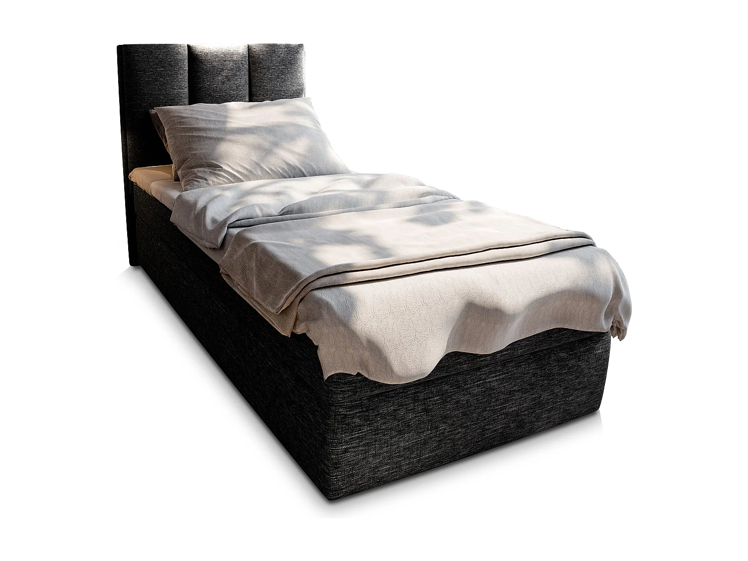 Boxspringbed MERIL 100x200 cm Set met hoofdbord, bedbodem en matras, Zwart