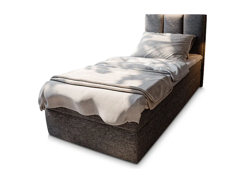 Boxspringbed MERIL 100x200 cm Set met hoofdbord, bedbodem en matras, Grijs