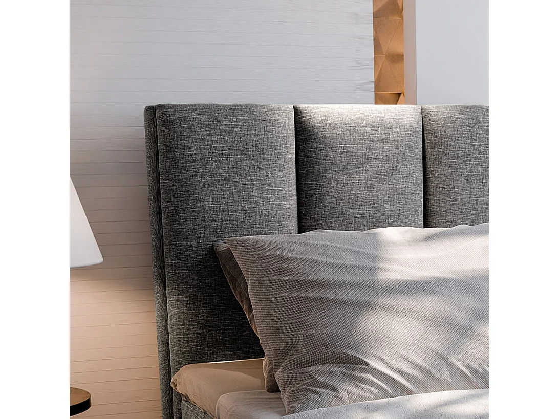 Boxspringbed MERIL 90x200 cm Set met hoofdbord, bedbodem en matras, Lichtgrijs