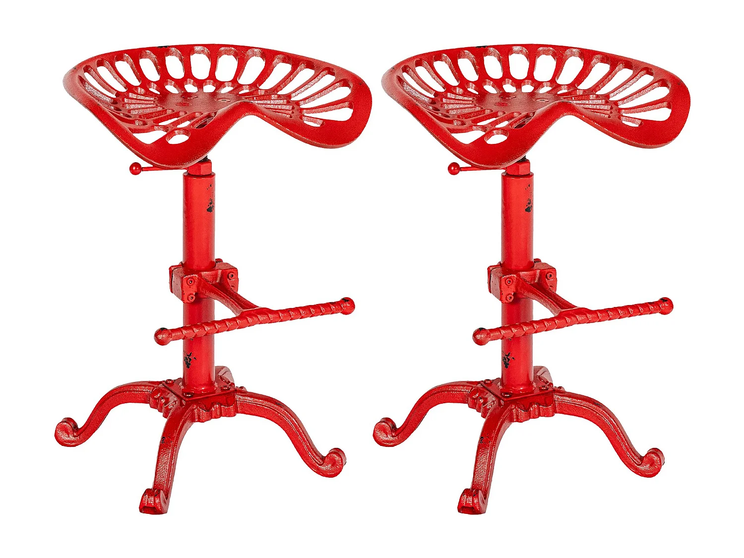 Lot de 2  Tabouret de bar - Métal & Gris - Rouge - Butch