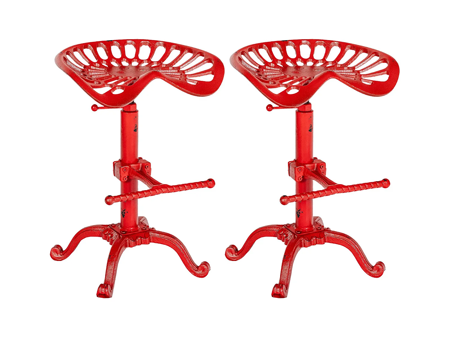 Lot de 2  Tabouret de bar - Métal & Gris - Rouge - Butch