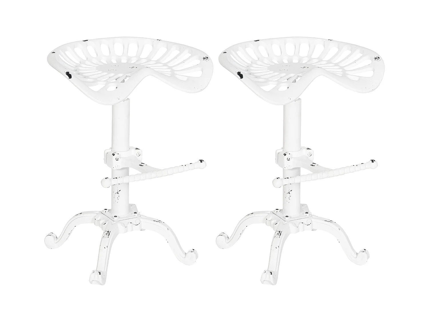 Lot de 2  Tabouret de bar - Métal & Antique clair - Blanc antique - Butch
