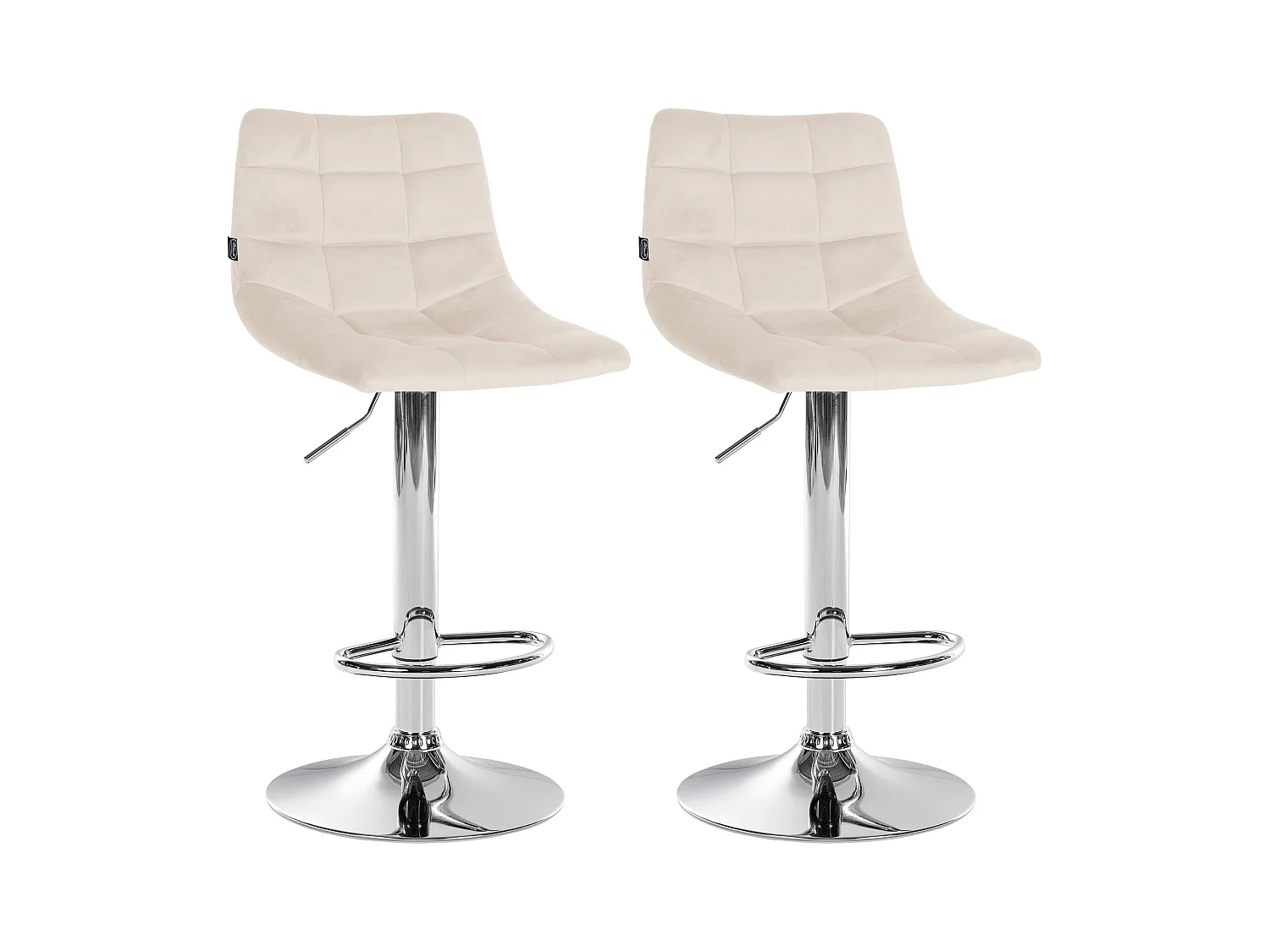 Lot de 2  Tabouret de bar - Velours & Métal - Crème - Jerry
