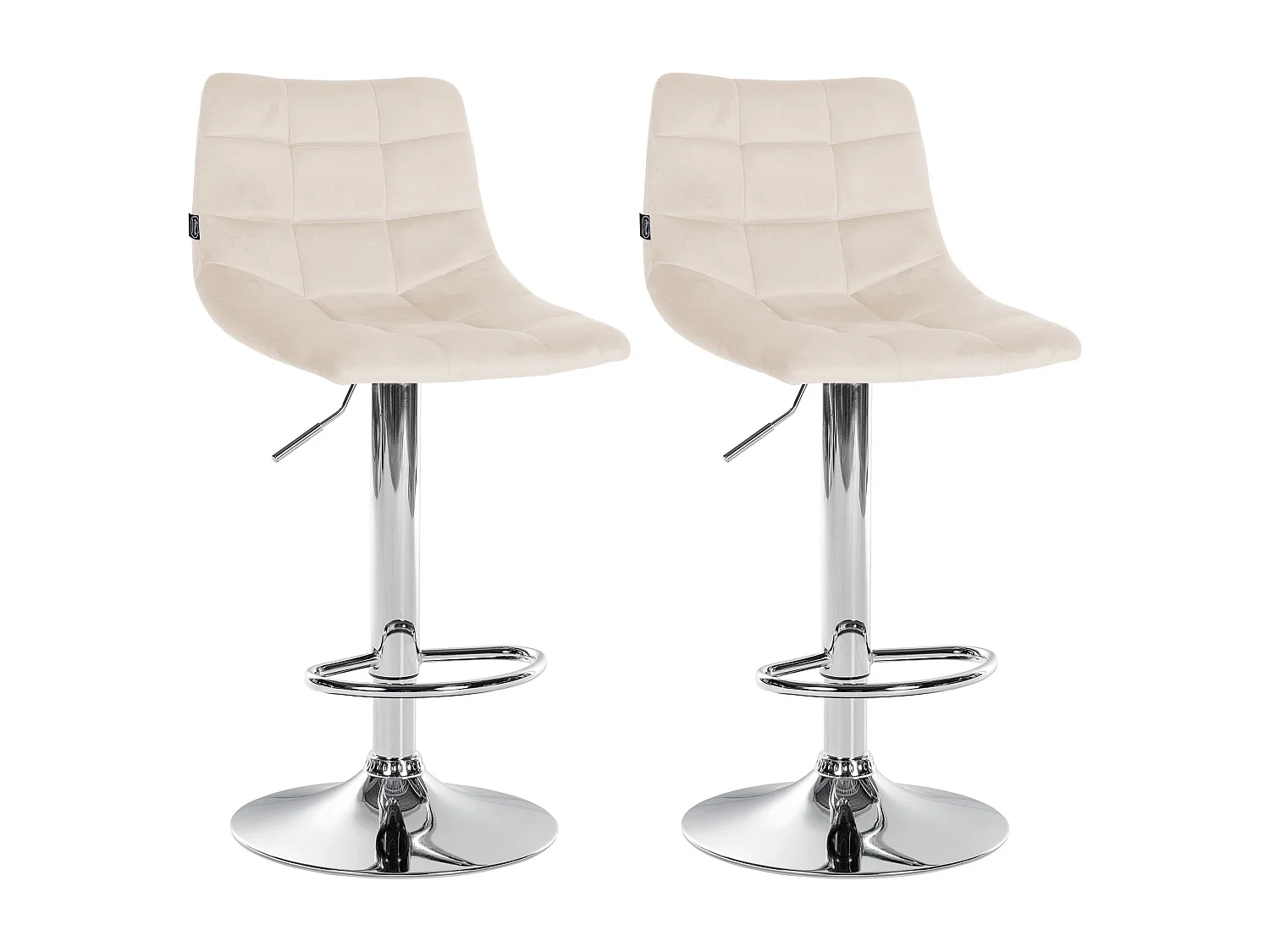 Lot de 2  Tabouret de bar - Velours & Métal - Crème - Jerry