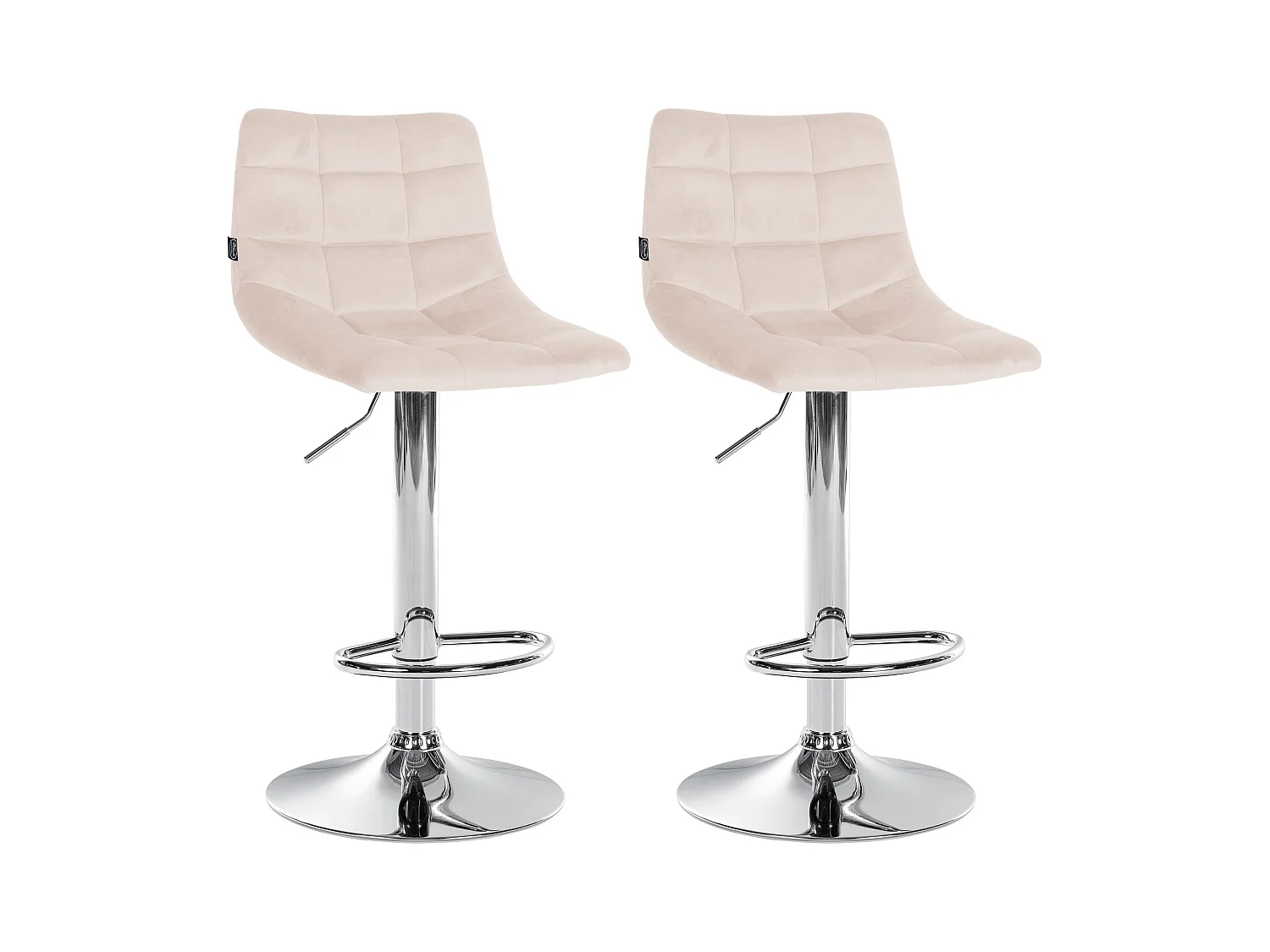 Lot de 2  Tabouret de bar - Velours & Métal - Beige - Jerry
