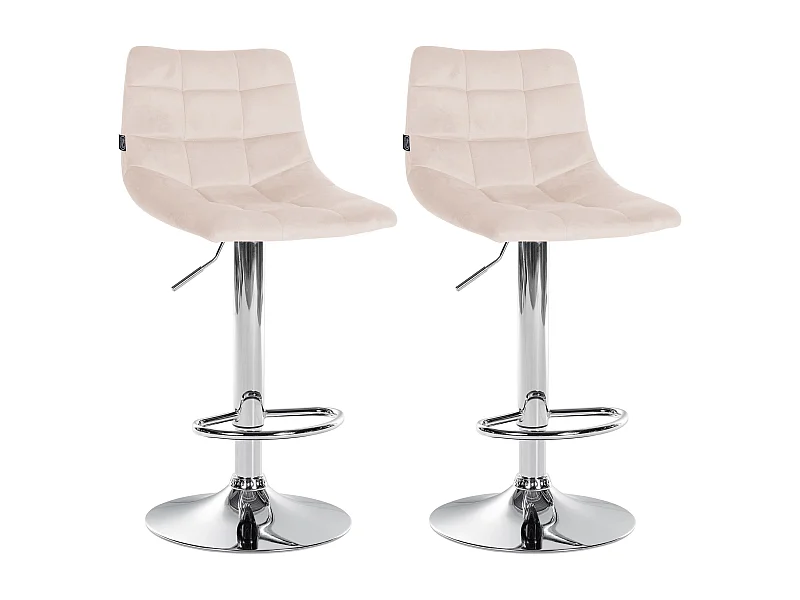 Lot de 2  Tabouret de bar - Velours & Métal - Beige - Jerry