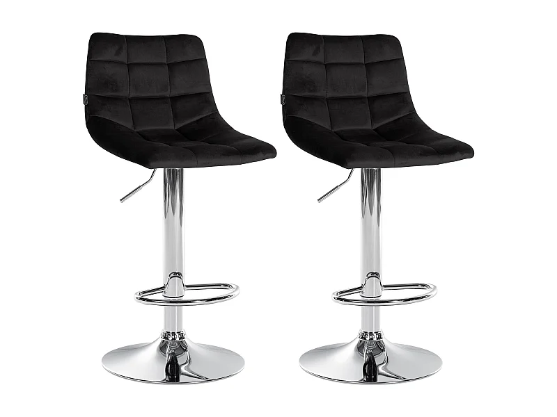 Lot de 2  Tabouret de bar - Velours & Métal - Noir - Jerry
