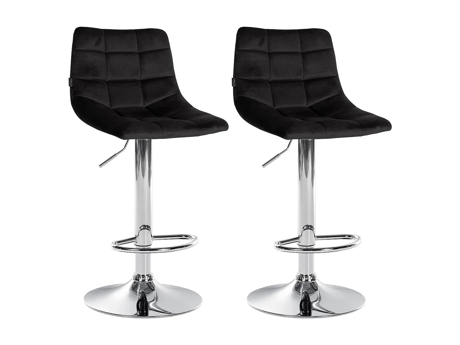 Lot de 2  Tabouret de bar - Velours & Métal - Noir - Jerry