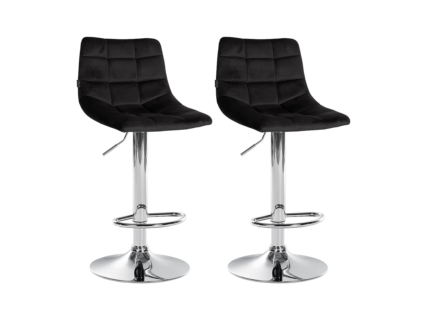 Lot de 2  Tabouret de bar - Velours & Métal - Noir - Jerry