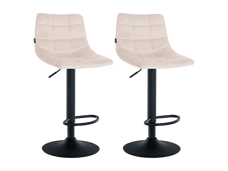 Lot de 2  Tabouret de bar - Velours & Métal - Beige - Jerry