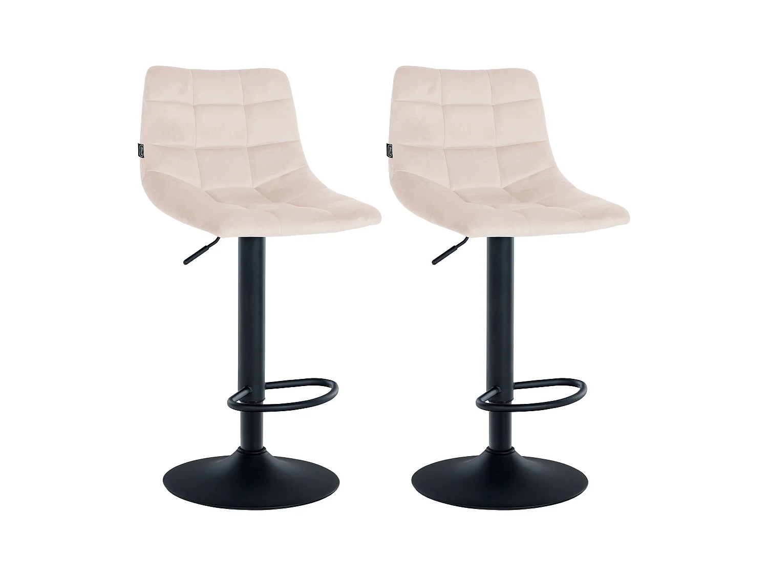 Lot de 2  Tabouret de bar - Velours & Métal - Beige - Jerry