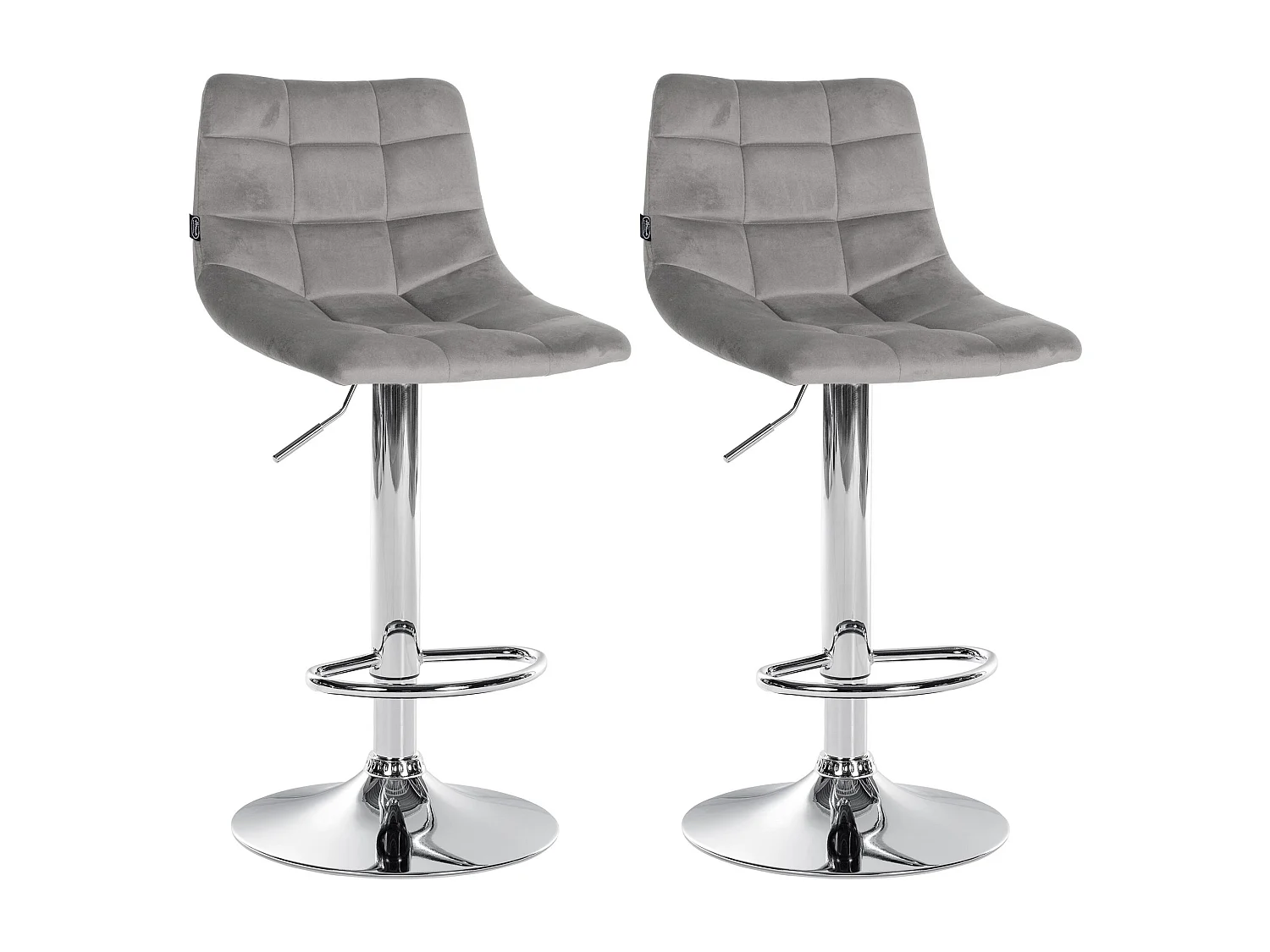 Lot de 2  Tabouret de bar - Velours & Métal - Gris - Jerry