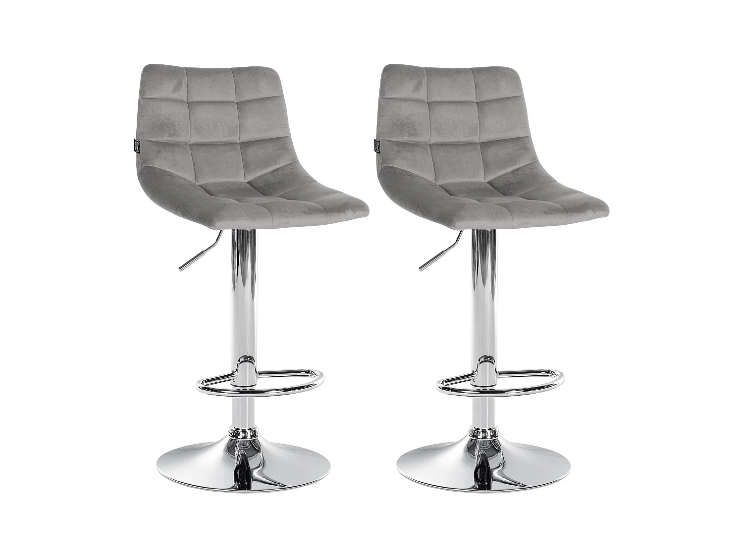 Lot de 2  Tabouret de bar - Velours & Métal - Gris - Jerry