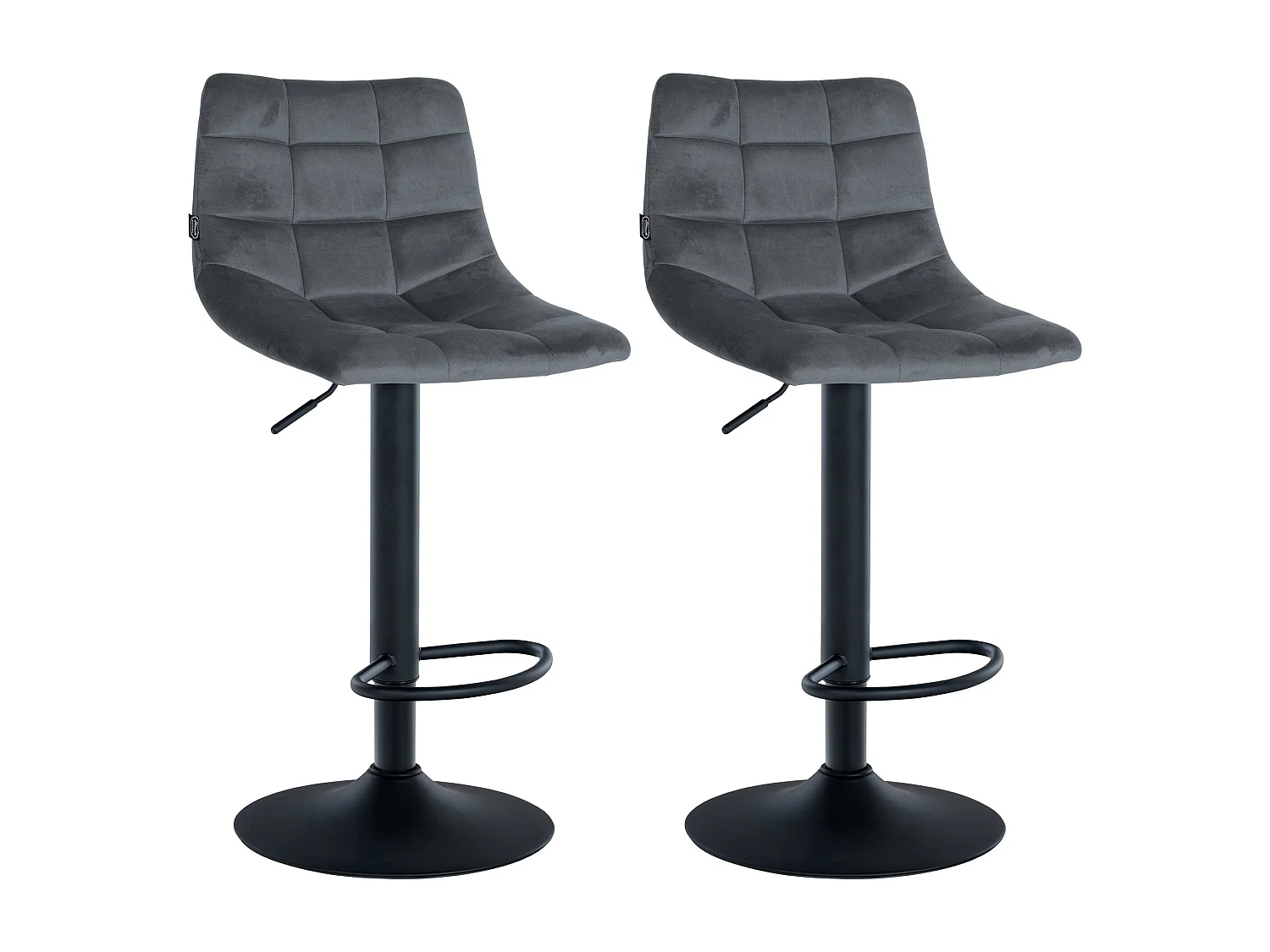 Lot de 2  Tabouret de bar - Velours & Métal - Gris foncé - Jerry