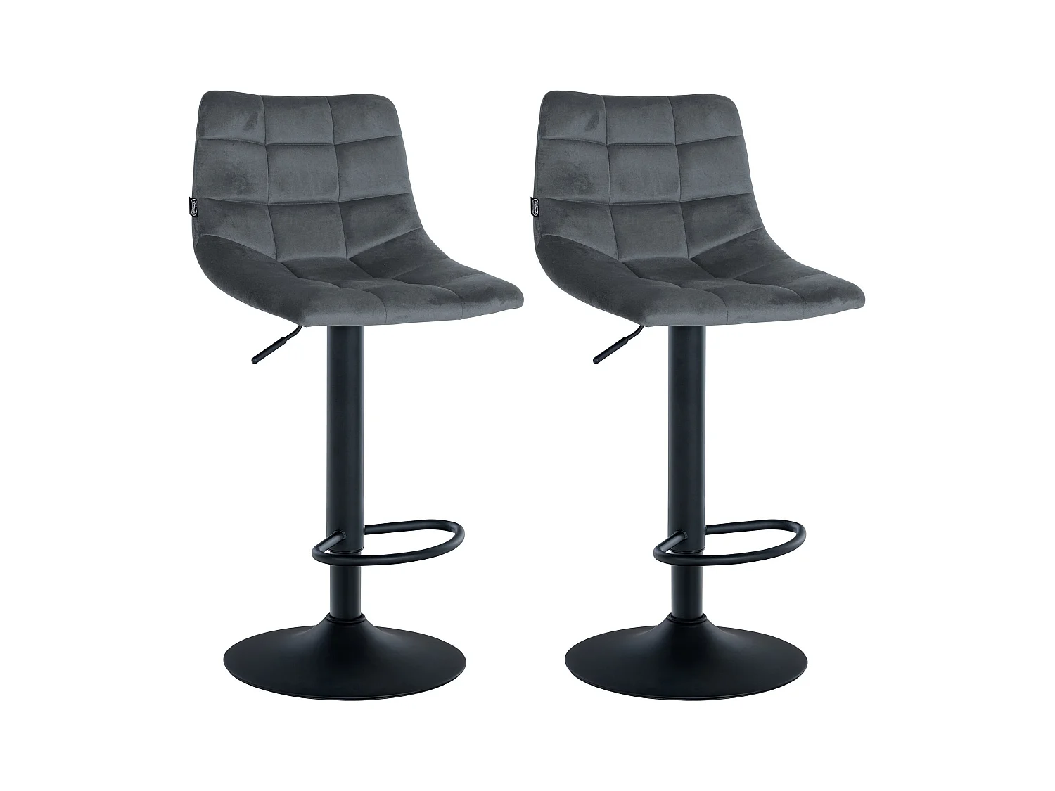 Lot de 2  Tabouret de bar - Velours & Métal - Gris foncé - Jerry