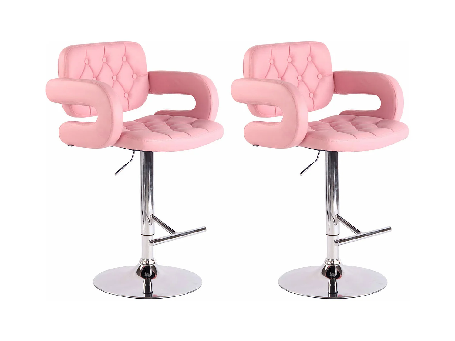 Lot de 2  Tabouret de bar - Similicuir & Métal chromé - Rose - Dublin