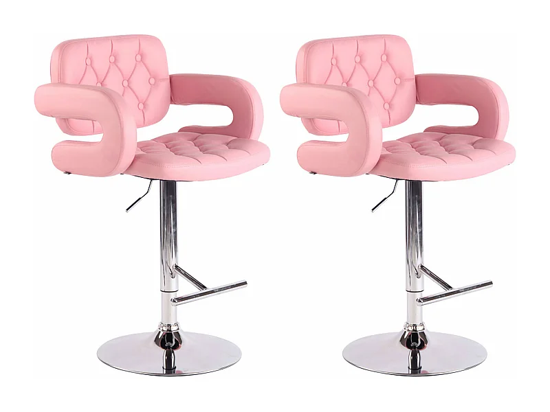 Lot de 2  Tabouret de bar - Similicuir & Métal chromé - Rose - Dublin