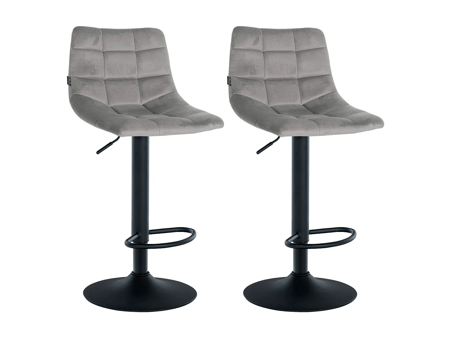 Lot de 2  Tabouret de bar - Velours & Métal - Gris - Jerry