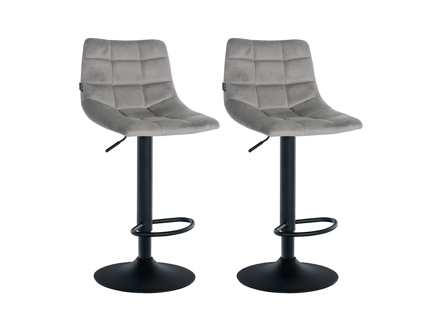 Lot de 2  Tabouret de bar - Velours & Métal - Gris - Jerry