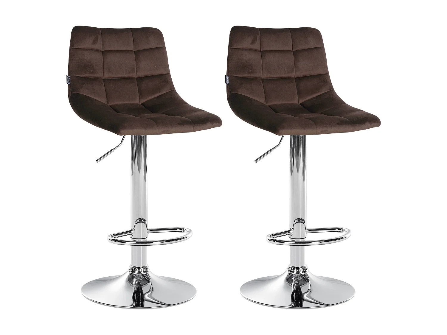 Lot de 2  Tabouret de bar - Velours & Métal - Marron - Jerry