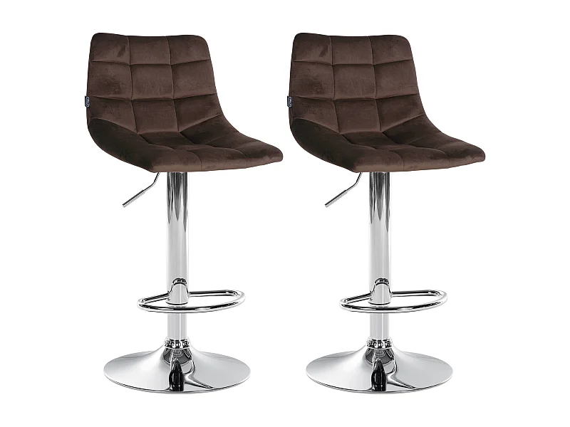 Lot de 2  Tabouret de bar - Velours & Métal - Marron - Jerry