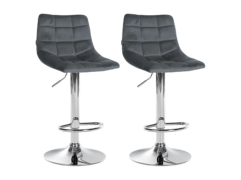 Lot de 2  Tabouret de bar - Velours & Métal - Gris foncé - Jerry
