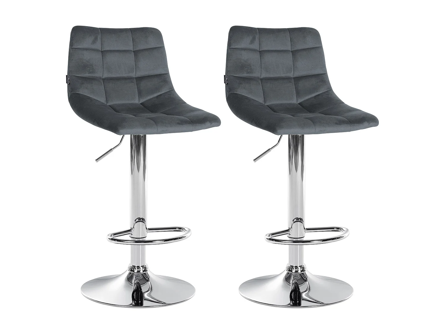 Lot de 2  Tabouret de bar - Velours & Métal - Gris foncé - Jerry